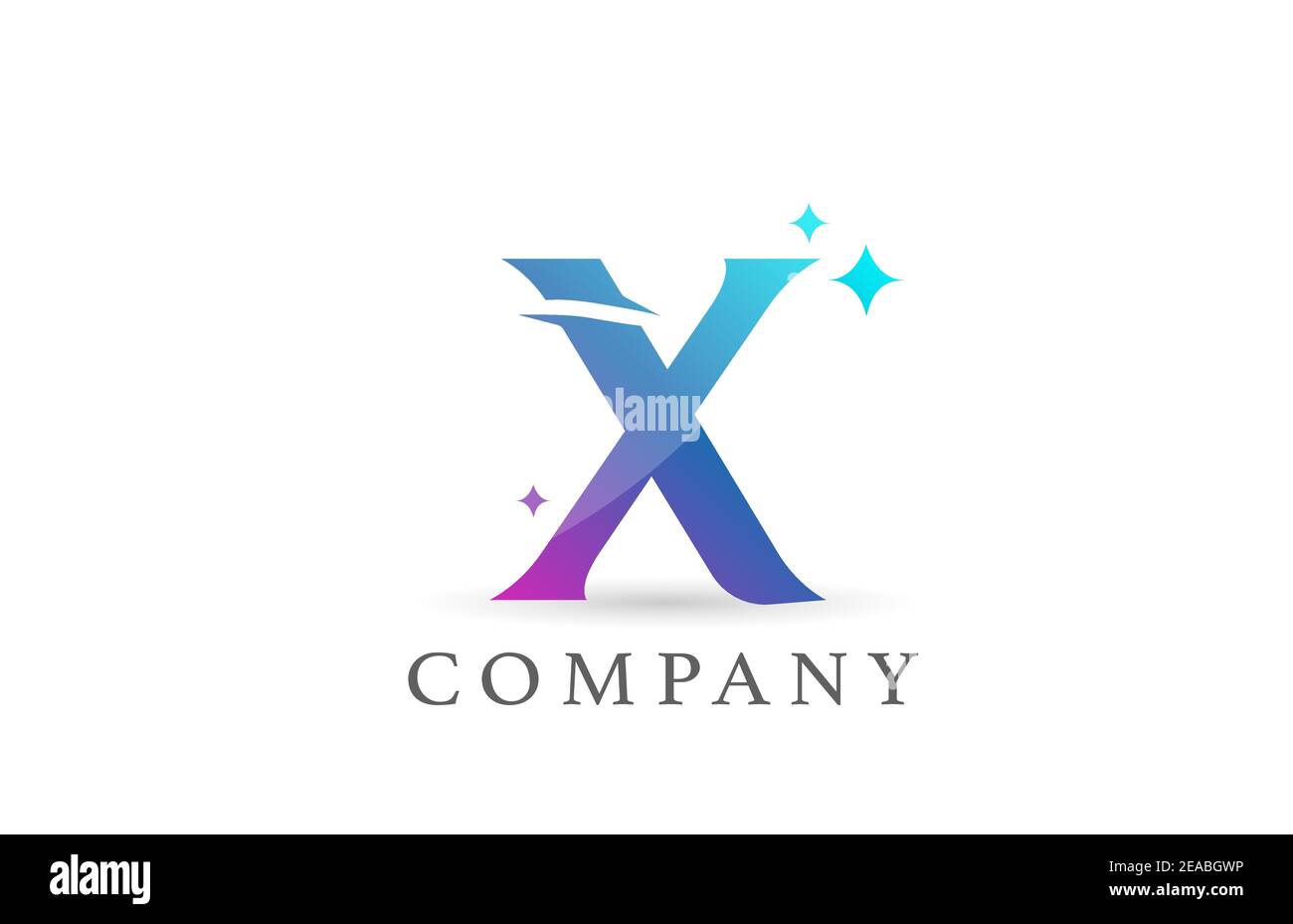 X blue pink gradient alphabet letter logo for business and company ...