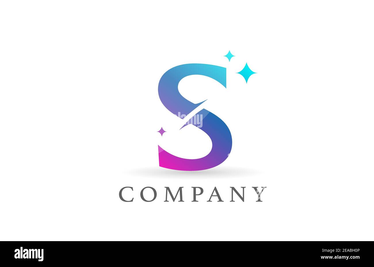 S blue pink gradient alphabet letter logo for business and company ...