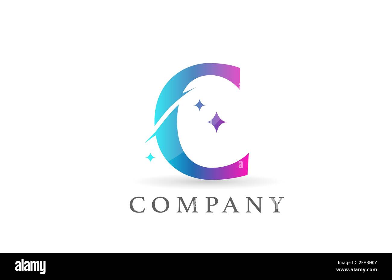 C blue pink gradient alphabet letter logo for business and company ...