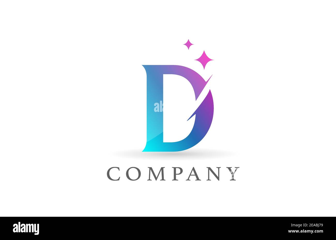 D blue pink gradient alphabet letter logo for business and company ...