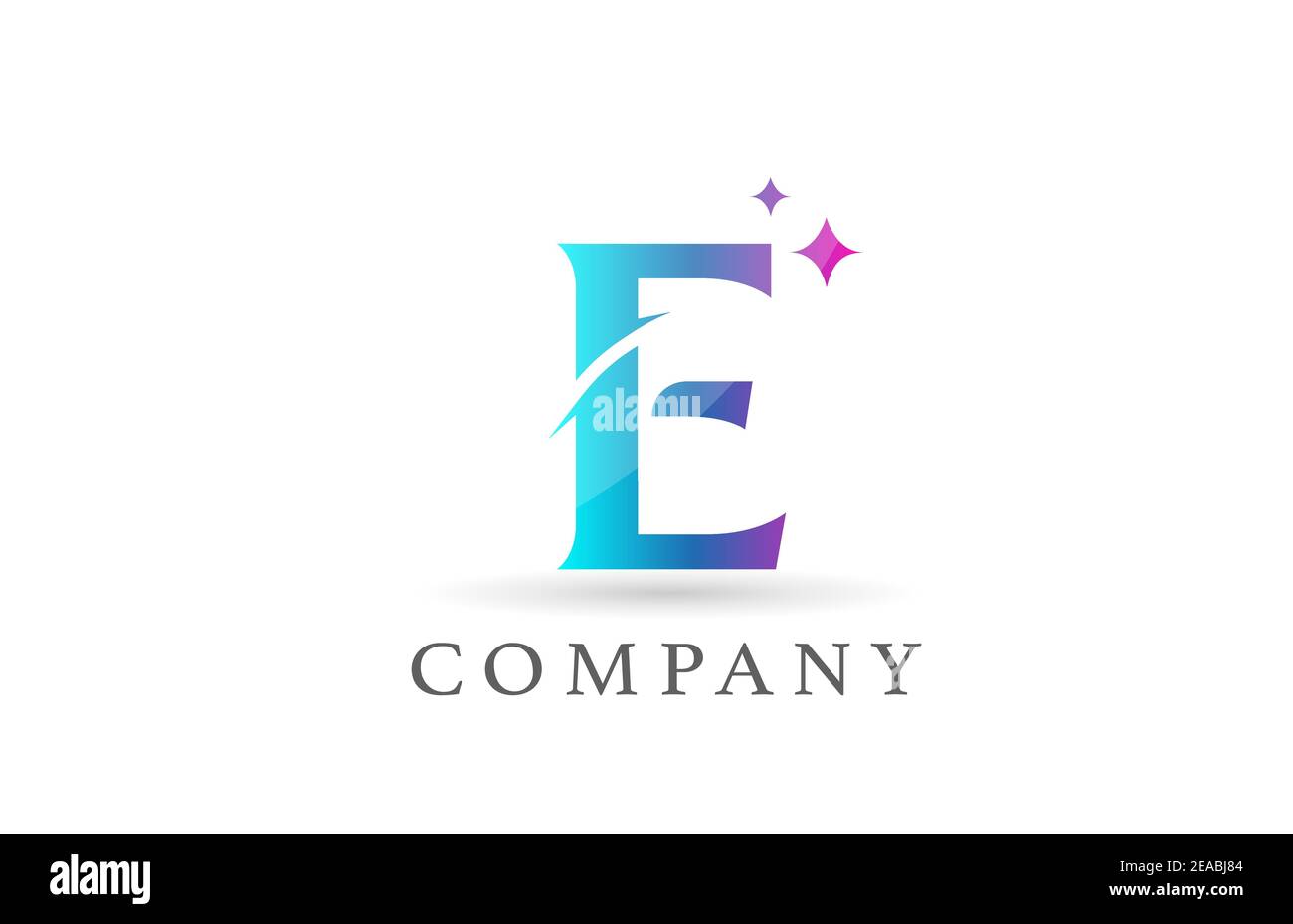 E blue pink gradient alphabet letter logo for business and company ...