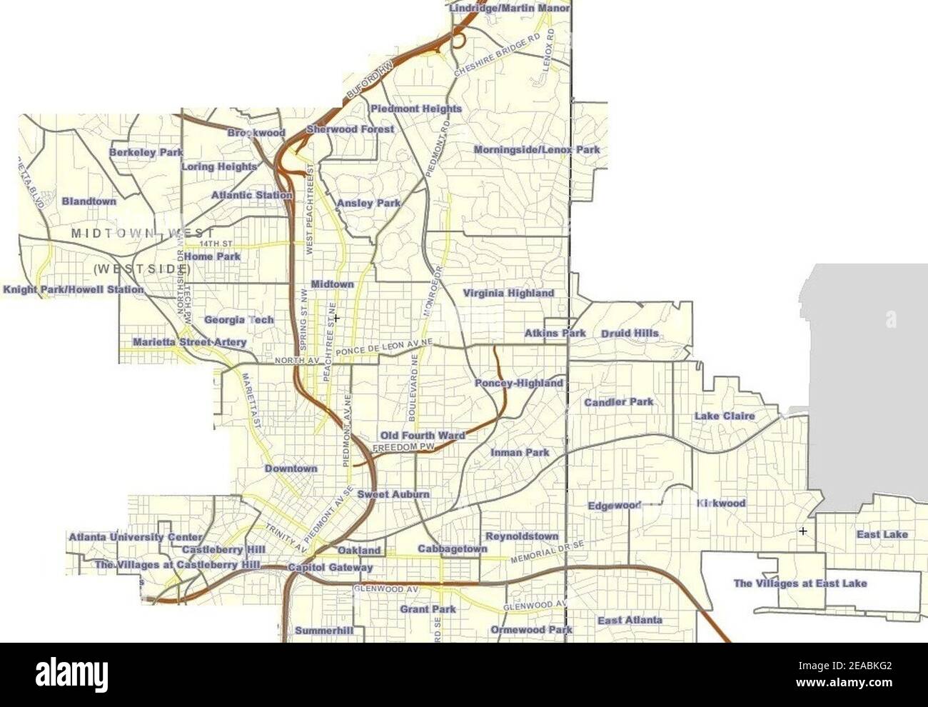 Neighborhoods of Intown Atlanta Stock Photo Alamy