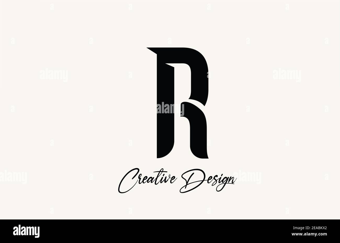 R simple black and white alphabet letter logo icon design. Lettering ...