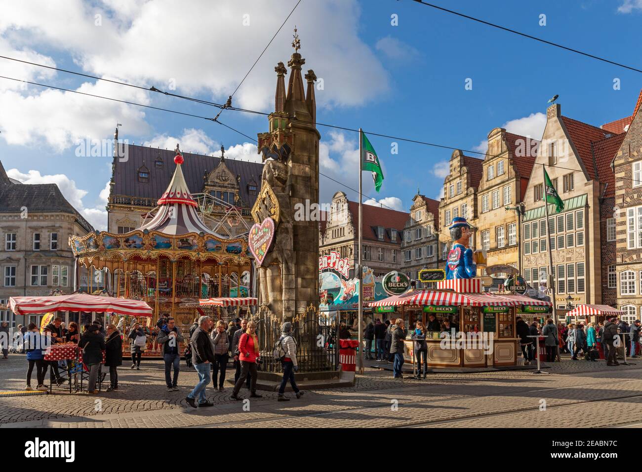 Bremer Roland Small Free Market On The Market Square In The Old Town Of Bremen Bremen Stock Photo Alamy