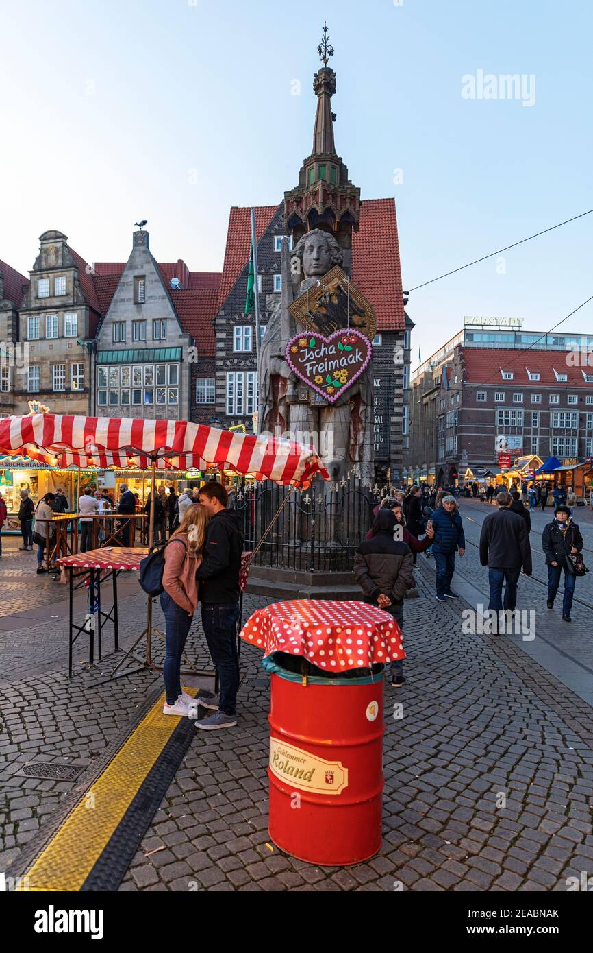 Bremer Roland Small Free Market On The Market Square In The Old Town Of Bremen Bremen Stock Photo Alamy