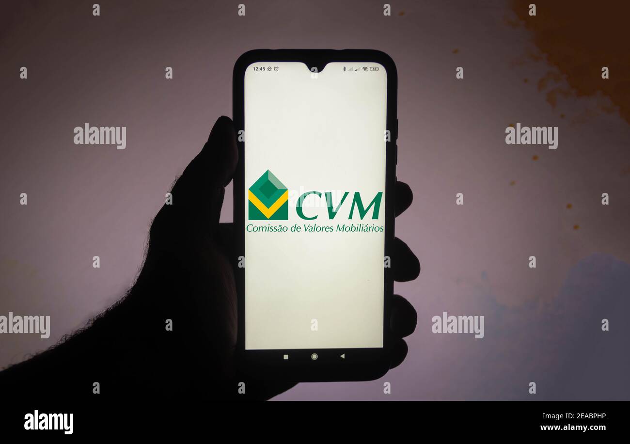 Brazil. 5th Feb, 2021. In this photo illustration the Comissao de Valores  Mobiliarios (CVM) logo seen displayed on a smartphone screen. Credit:  Rafael Henrique/SOPA Images/ZUMA Wire/Alamy Live News Stock Photo - Alamy