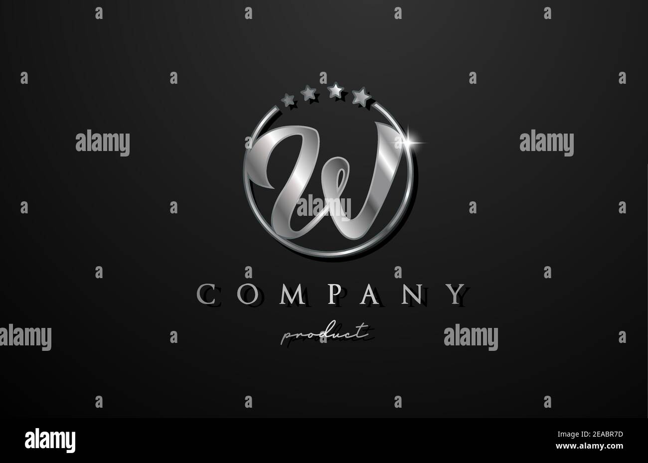 W silver metal alphabet letter logo for company and corporate. Metallic ...