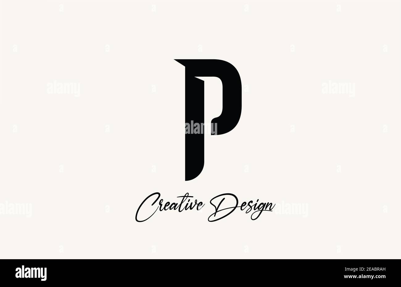 P simple black and white alphabet letter logo icon design. Lettering ...