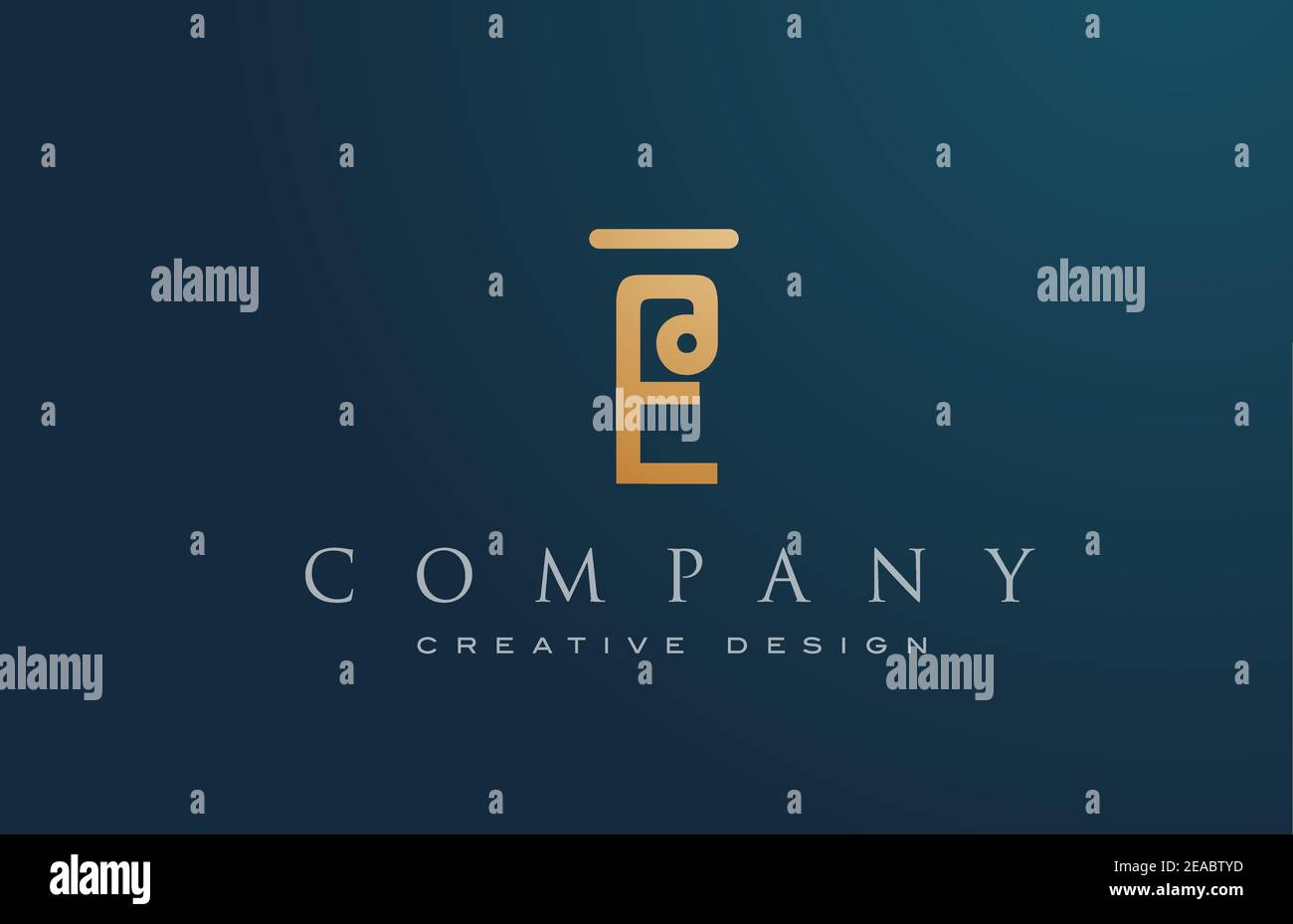 E gold golden alphabet letter logo icon design. Lettering and corporate ...