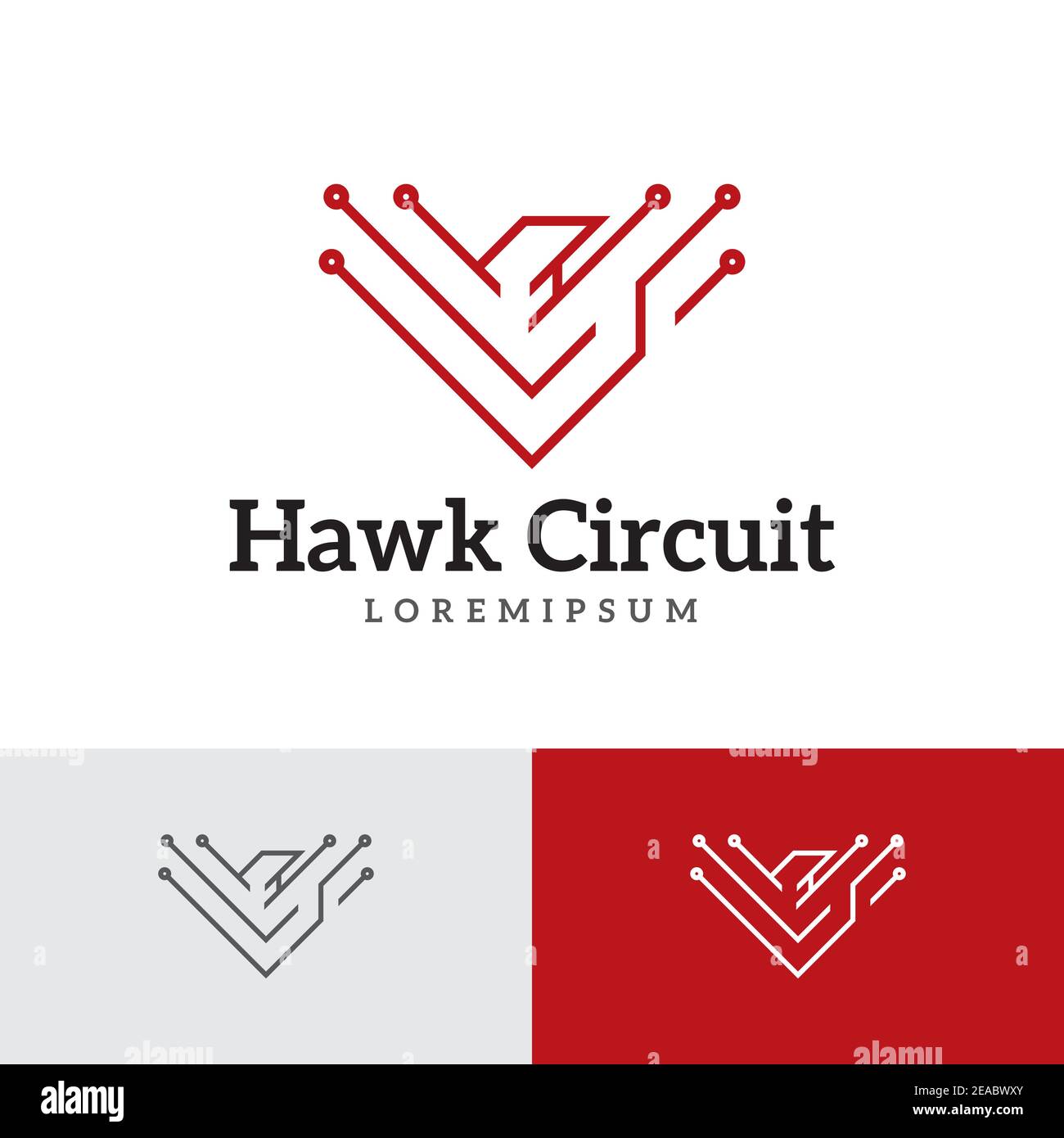 Bird Wings Eagle Circuit Electronic Technology Logo Template Stock Vector