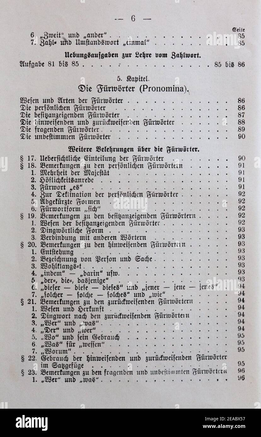 Neue Deutsche Sprachlehre 1911 von Theodor Paul - Seite 006. Stock Photo