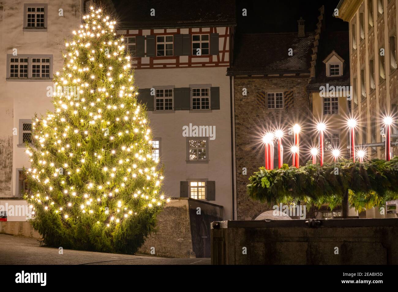 Europe, Switzerland, Canton St. Gallen, Christmas spirit in the old town of  Wil Stock Photo - Alamy