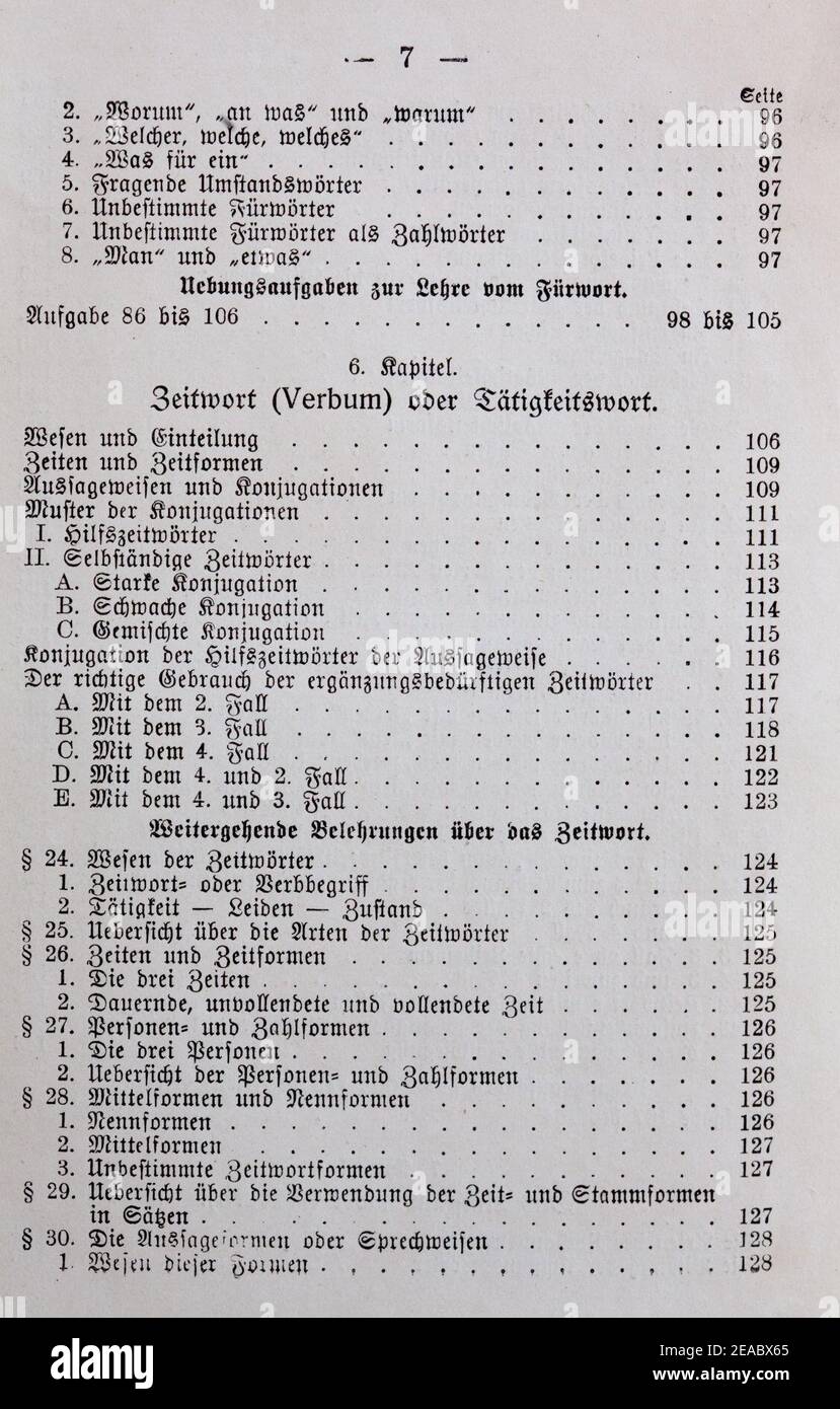 Neue Deutsche Sprachlehre 1911 von Theodor Paul - Seite 007. Stock Photo