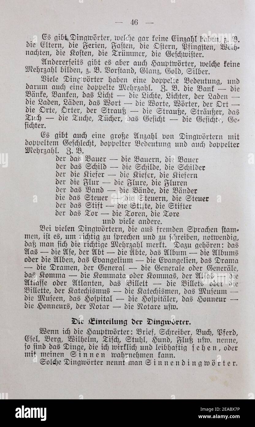 Neue Deutsche Sprachlehre 1911 von Theodor Paul - Seite 046. Stock Photo