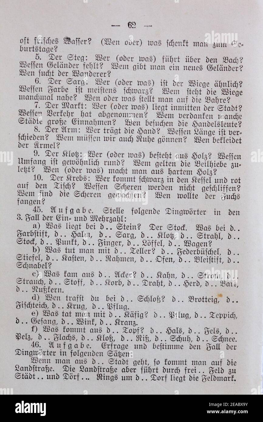 Neue Deutsche Sprachlehre 1911 von Theodor Paul - Seite 062. Stock Photo