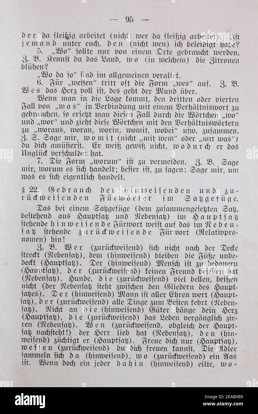 Neue Deutsche Sprachlehre 1911 von Theodor Paul - Seite 095. Stock Photo