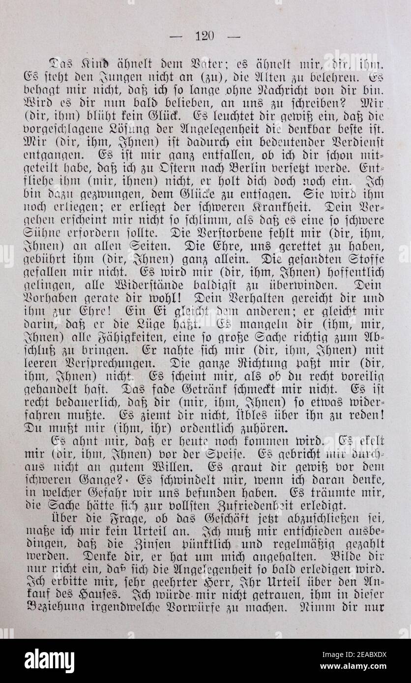 Neue Deutsche Sprachlehre 1911 von Theodor Paul - Seite 120. Stock Photo