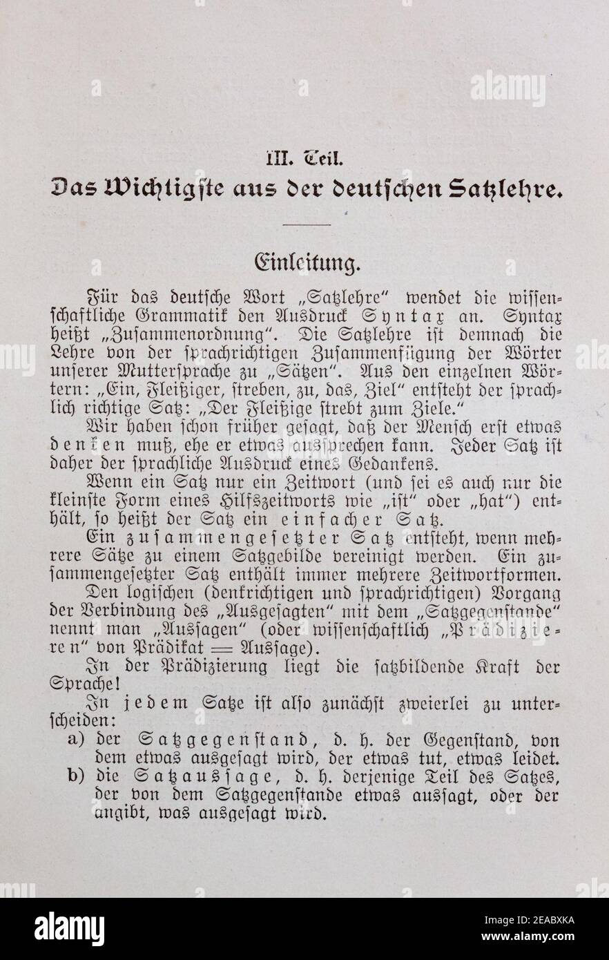 Neue Deutsche Sprachlehre 1911 von Theodor Paul - Seite 207. Stock Photo