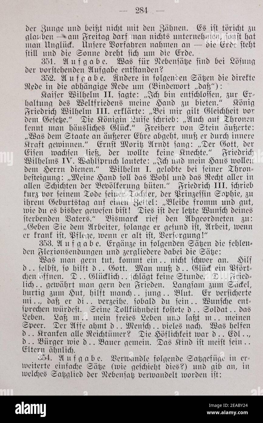 Neue Deutsche Sprachlehre 1911 von Theodor Paul - Seite 284. Stock Photo