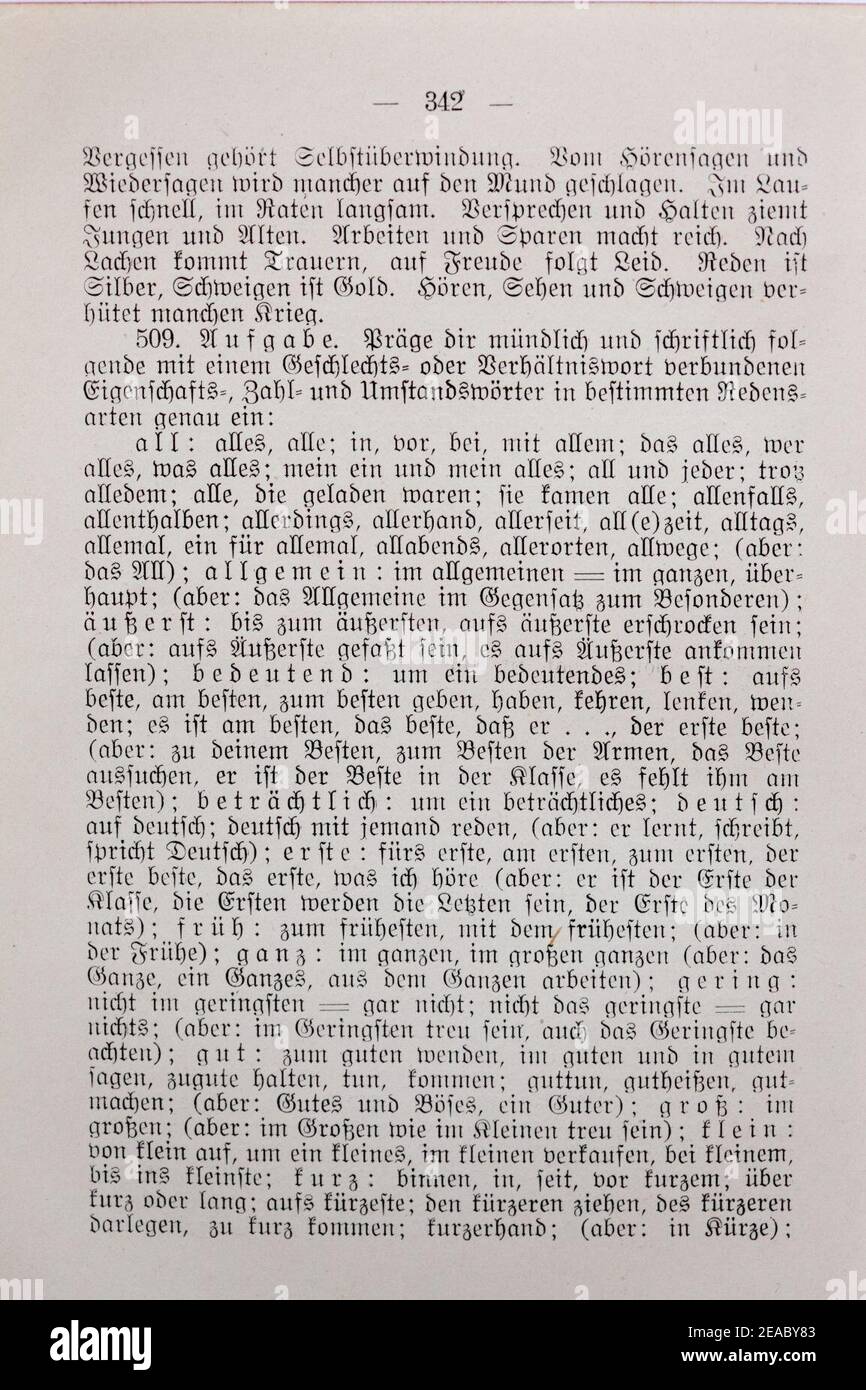 Neue Deutsche Sprachlehre 1911 von Theodor Paul - Seite 342. Stock Photo