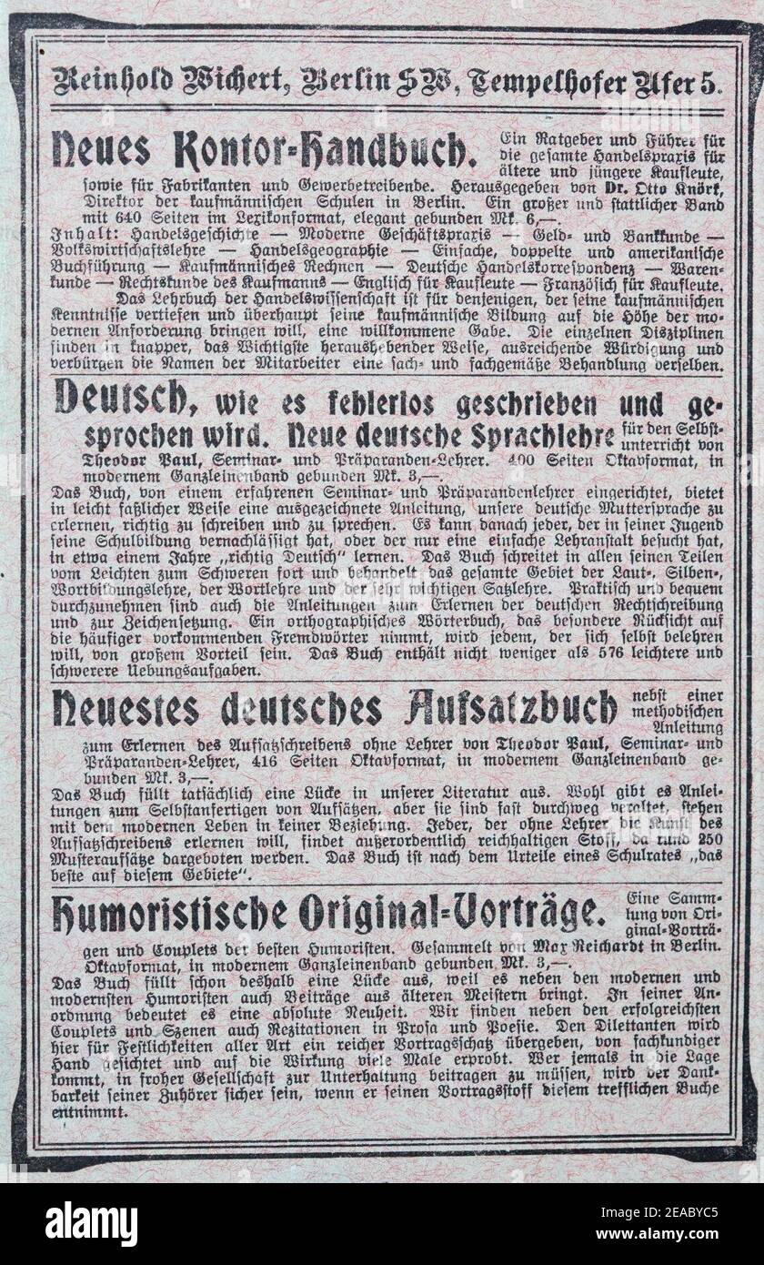 Neue Deutsche Sprachlehre 1911 von Theodor Paul - Seite 403. Stock Photo