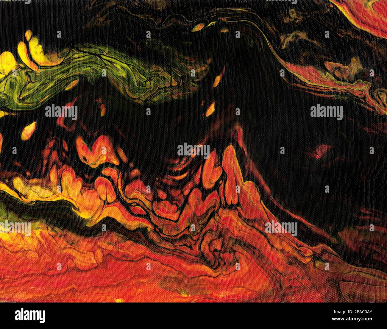Hand painted marble liquid texture in black, red an yellow color Stock ...
