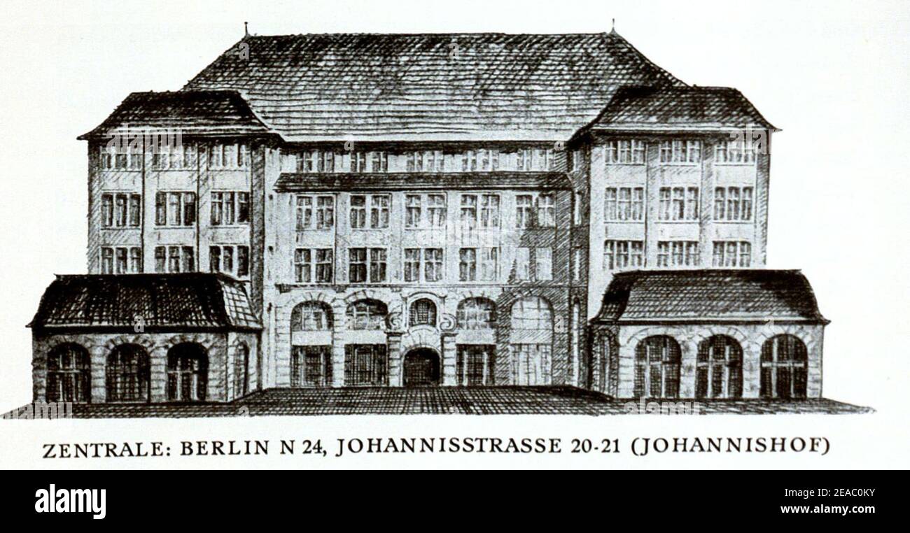 Neues Stammhaus der Berliner Zigarren- und Tabakfabrik J. Neumann (Jehuda Neumann bekannt auch als Julius Neumann) um 1910, Johannishof. Stock Photo