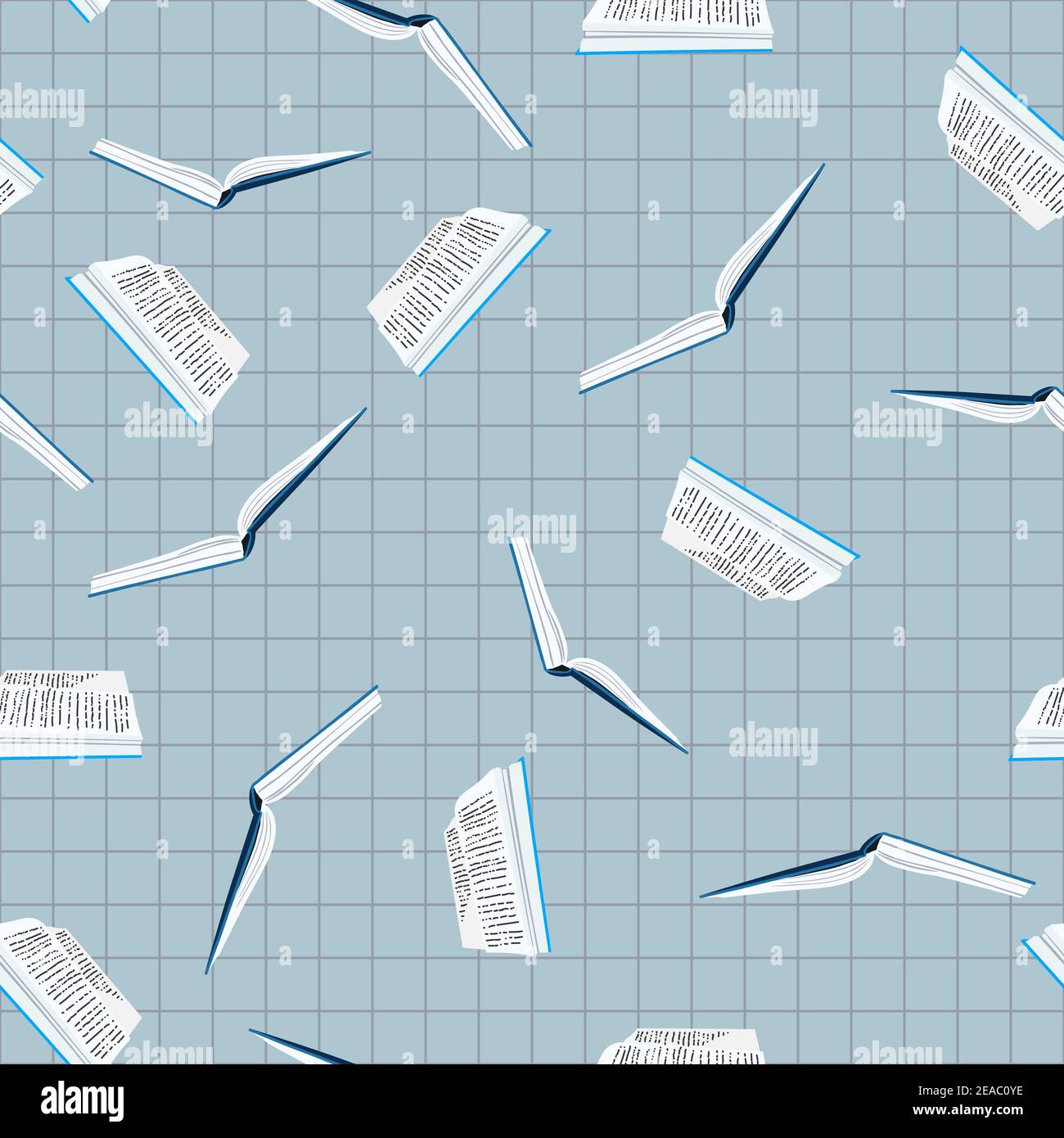Seamless pattern with books on squared grig paper. Back to school. Book ...