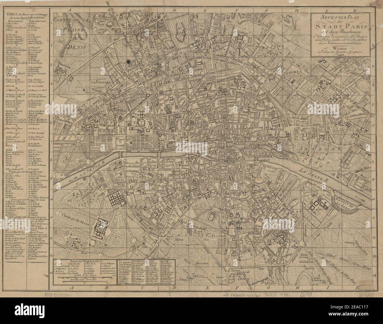 Neuester Plan der Stadt Paris mit ihren Umgebungen by Industrie-Comptoir, 1799 - Stanford 