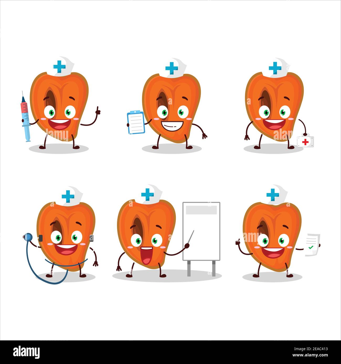 Doctor profession emoticon with slice of zapote cartoon character. Vector illustration Stock Vector
