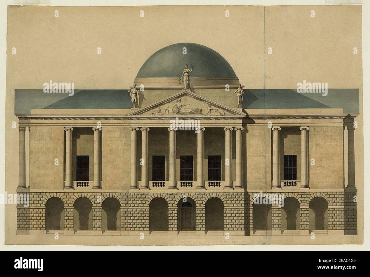 New County Hall, Stafford, England. Proposed façade. Elevation Stock Photo