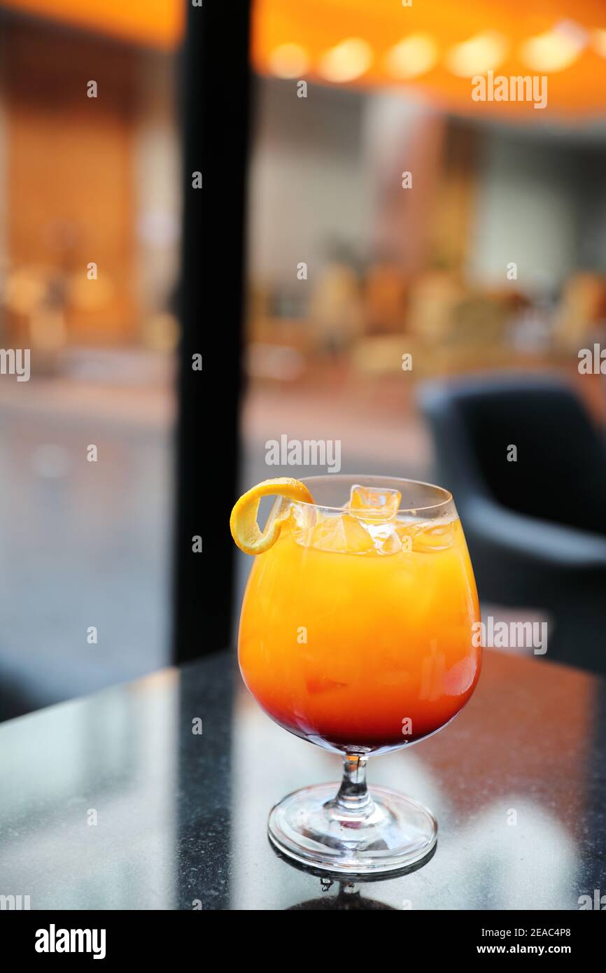 Sunrise Cocktail orange pineapple juice in restaurant Stock Photo Alamy