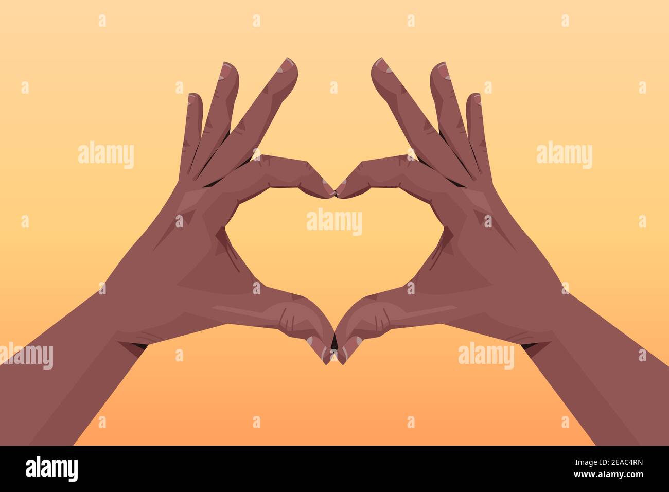 african american human hands making heart shape gesture communication language gesturing concept horizontal isolated vector illustration Stock Vector