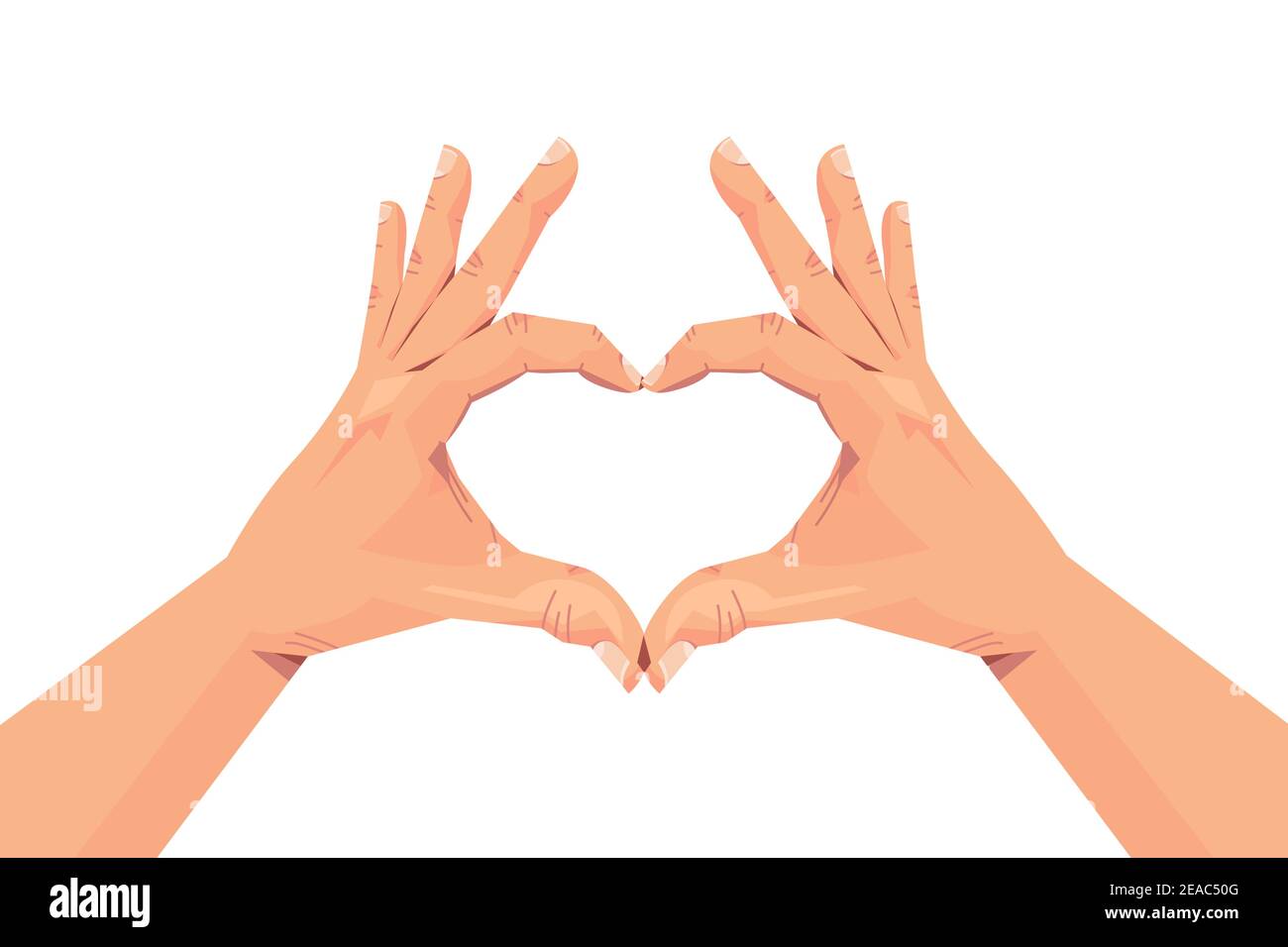 human hands making heart shape gesture communication language gesturing concept horizontal isolated vector illustration Stock Vector