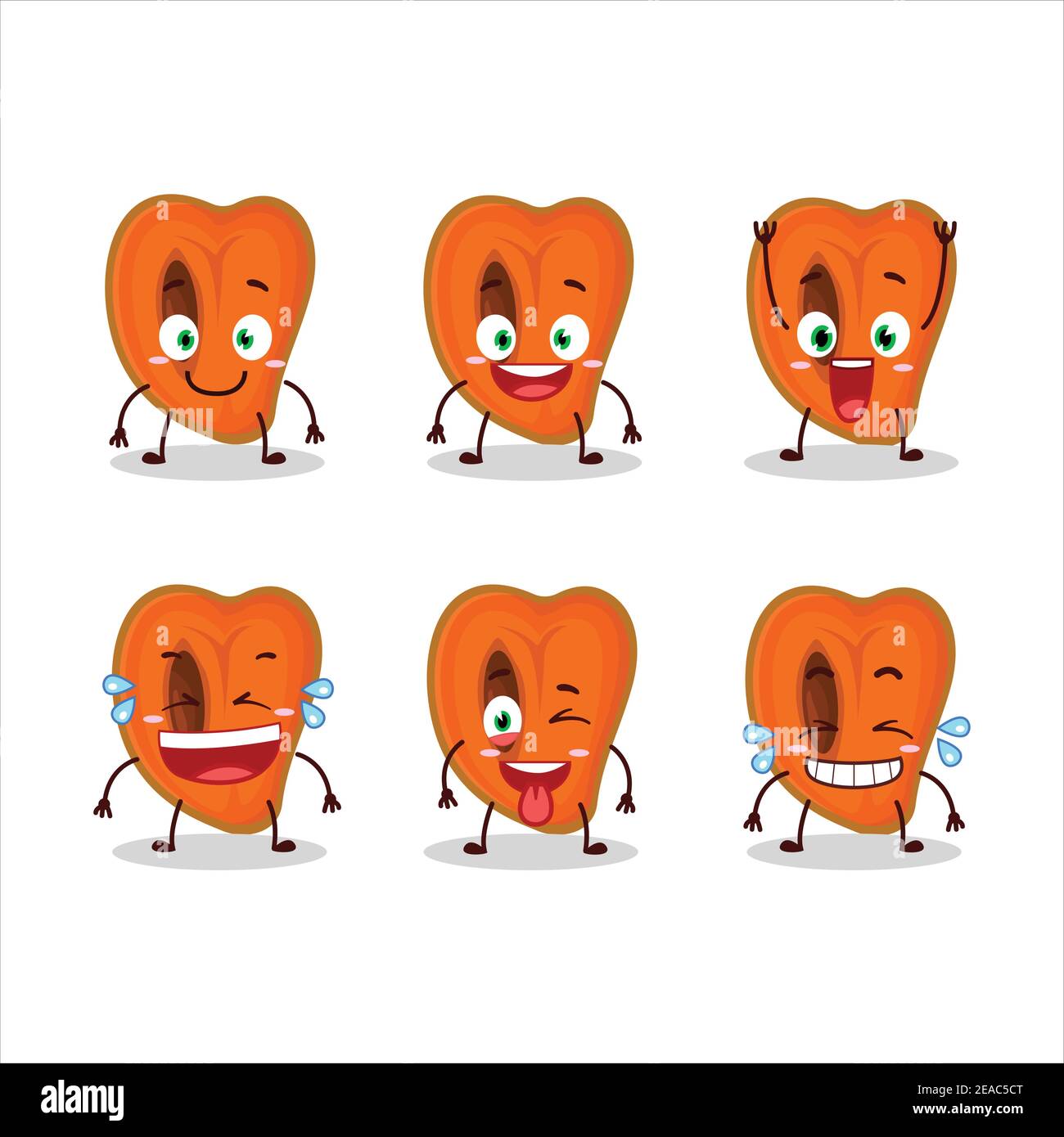Cartoon character of slice of zapote with smile expression. Vector illustration Stock Vector
