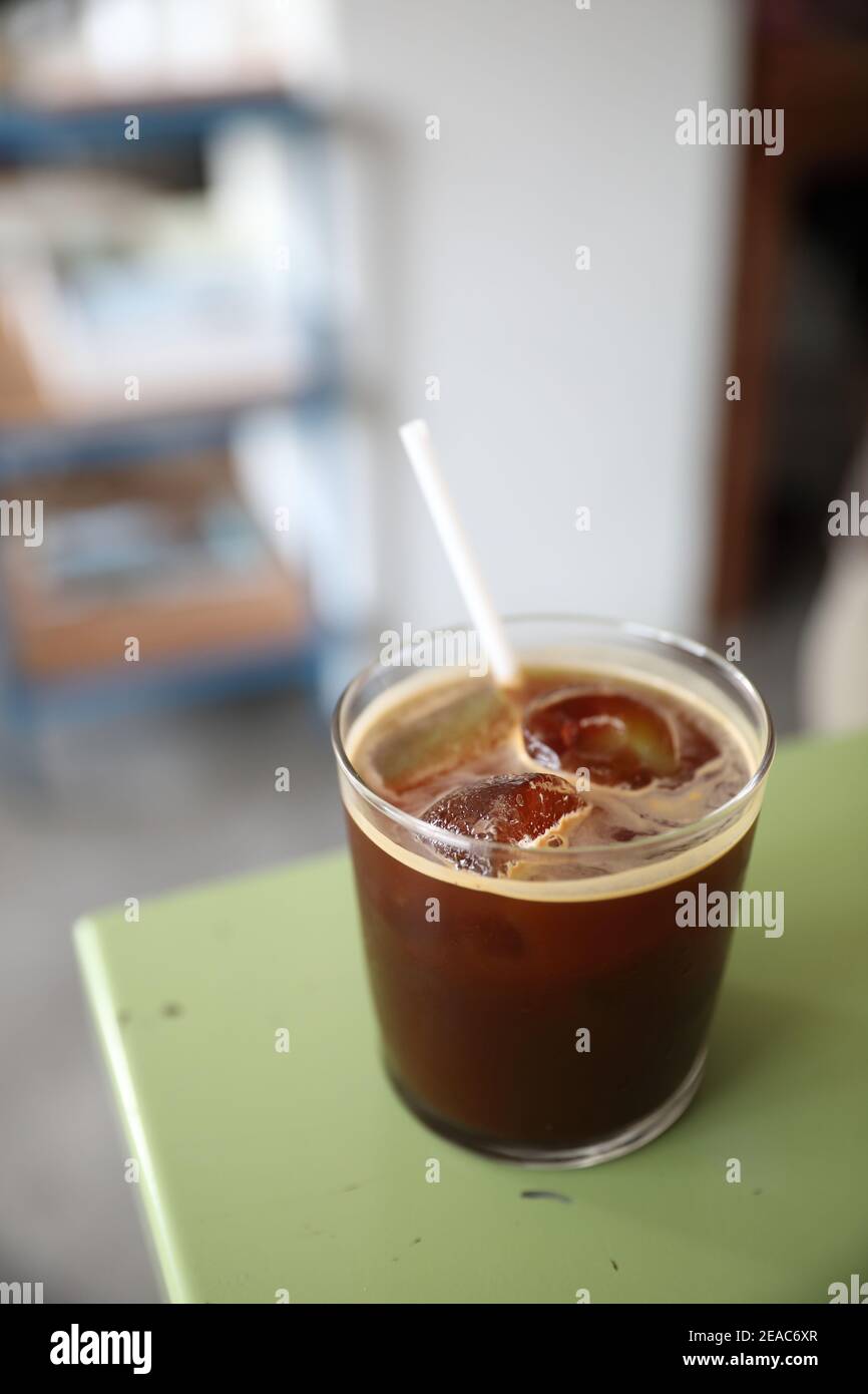 Ice americano coffee in coffee shop Stock Photo