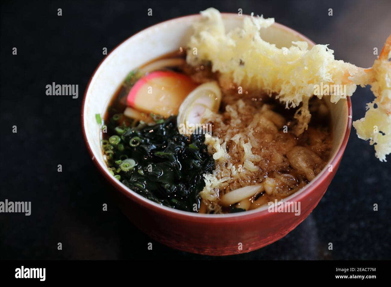Udon noodles with fried shrimp tempura Japanese food Stock Photo Alamy