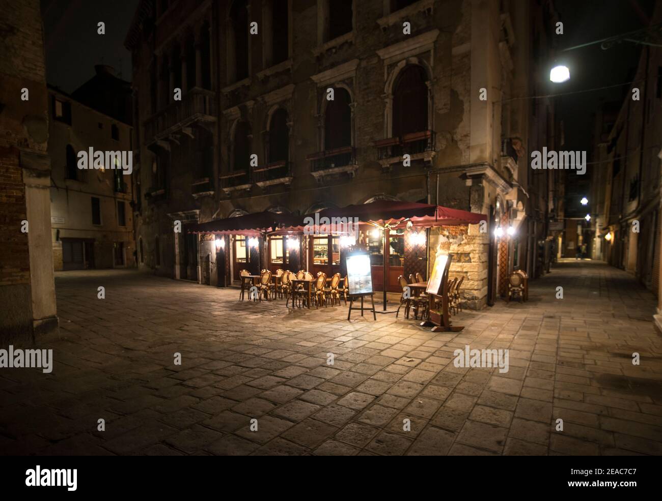 illuminated eatery, Venice Stock Photo