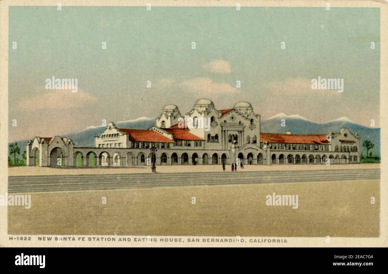 New Santa Fe Station and eating house, San Bernardino, California. Fred