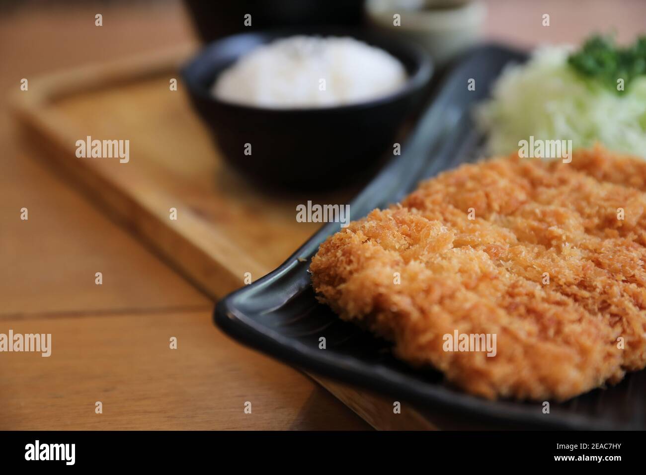 Japanese deep fried pork cutlet with rice , Japanese food Stock Photo