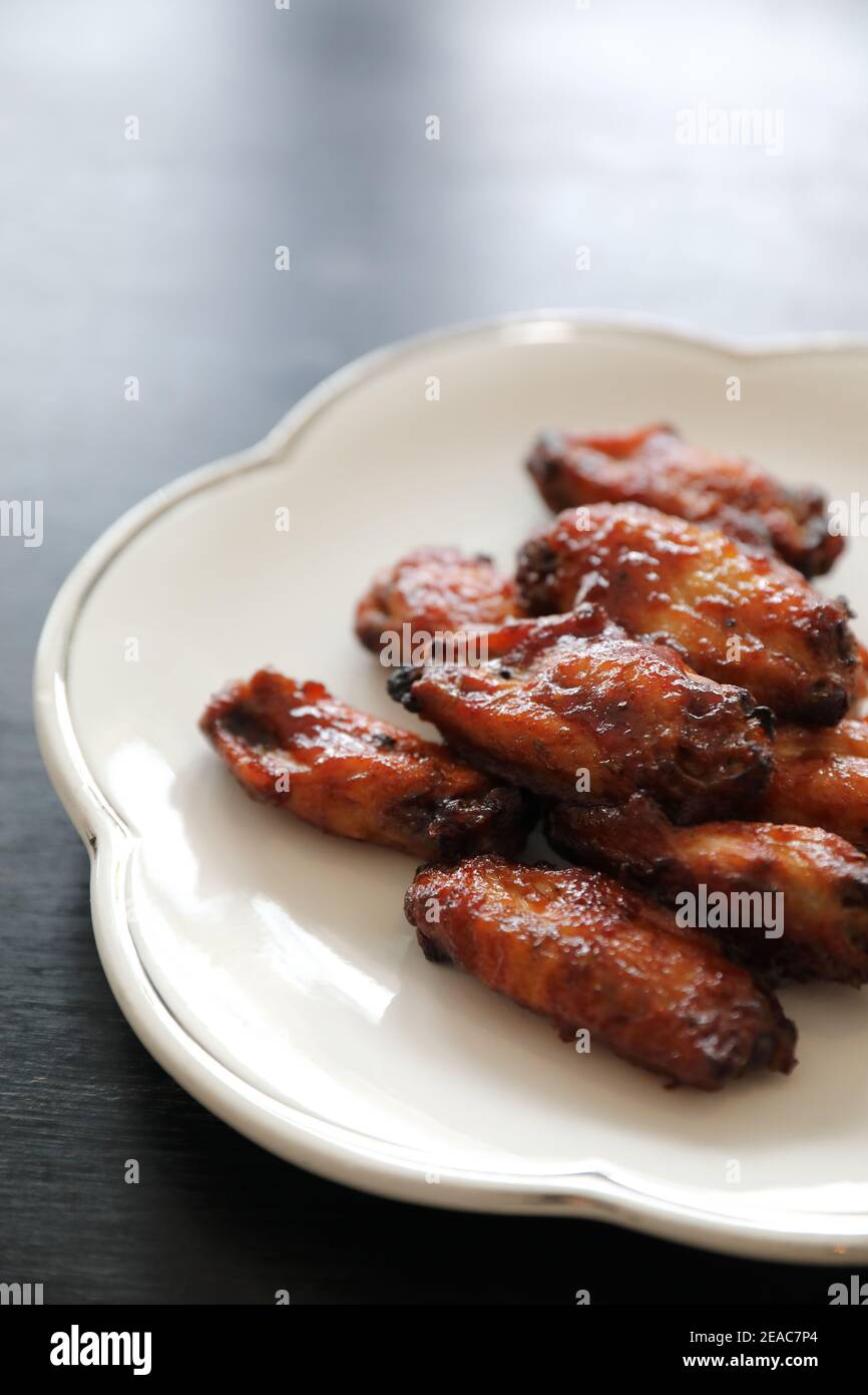 buffalo wings , Fried chicken with hot and spicy sauce Stock Photo