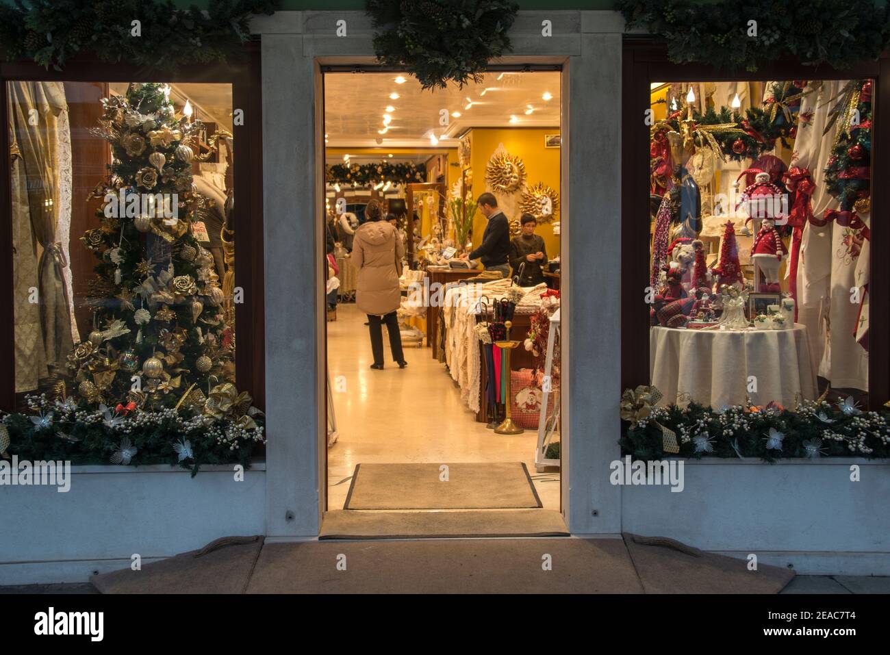 Christmassy clothes shop Stock Photo