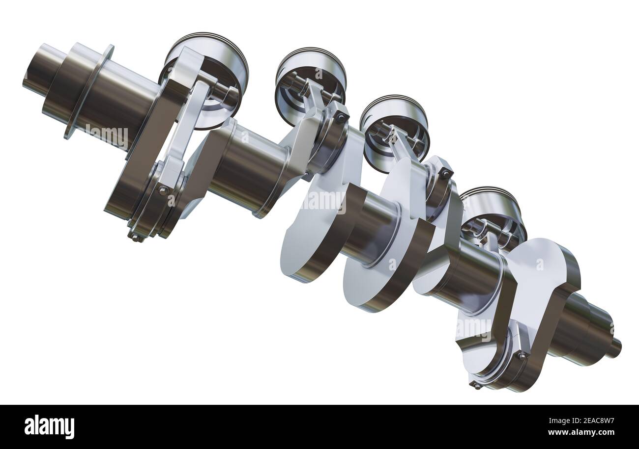 Metal crankshaft and 4 pistons with connecting rods Stock Photo Alamy
