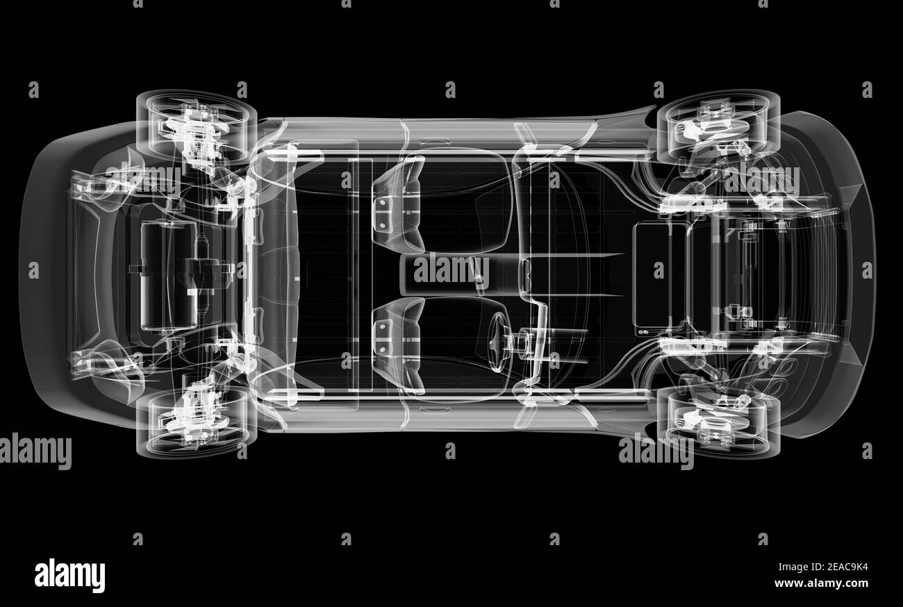 Xray of electric car with chassis. 3D illustration Stock Photo Alamy