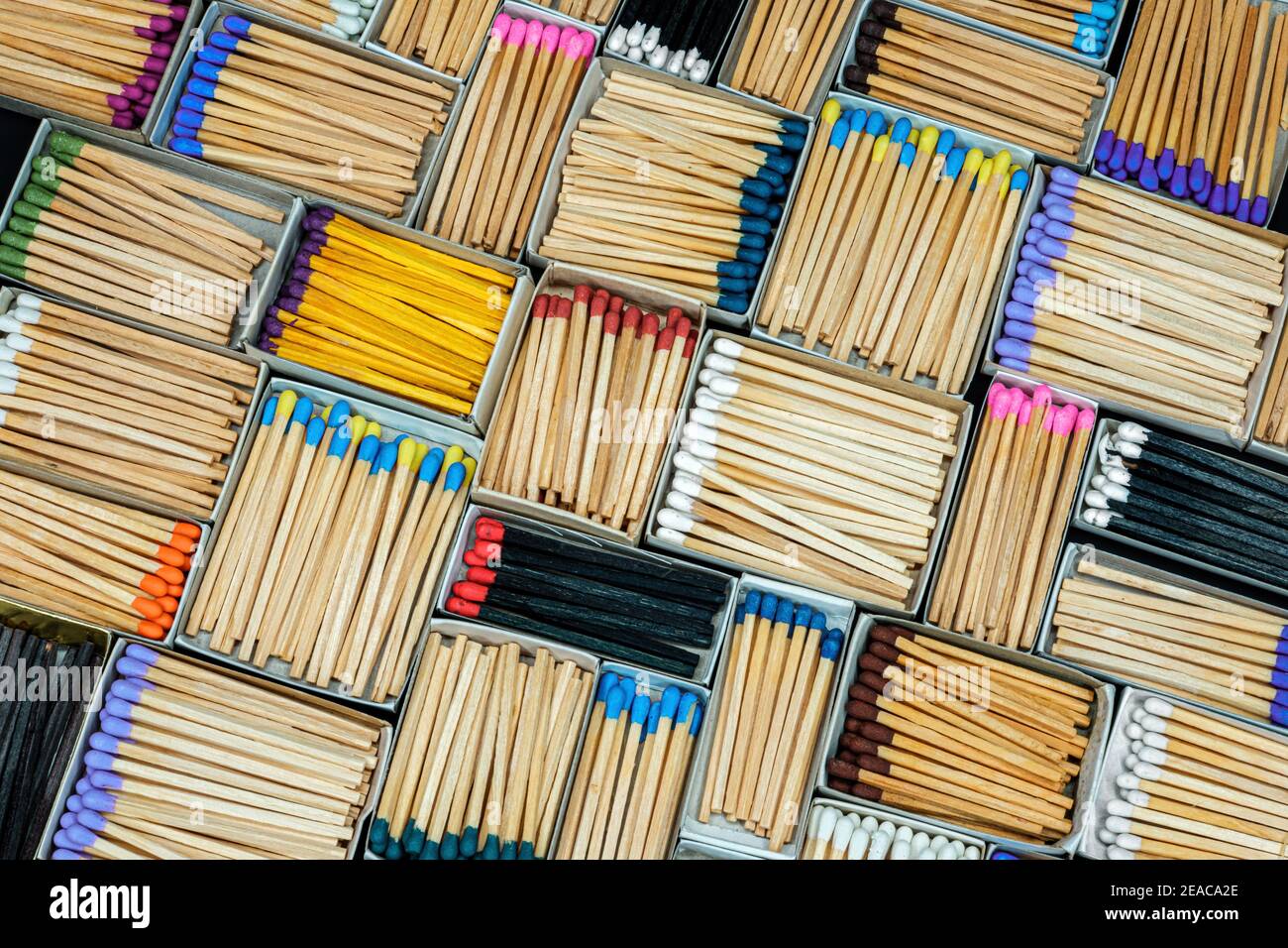 multicolored match sticks in boxes Stock Photo Alamy