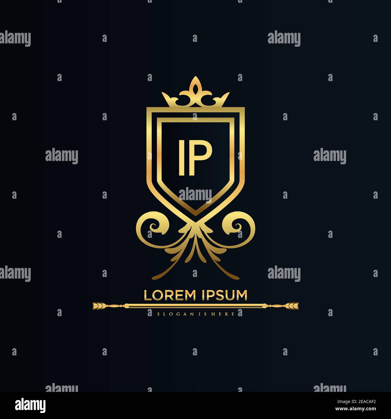 IP Letter Initial with Royal Template.elegant with crown logo vector ...