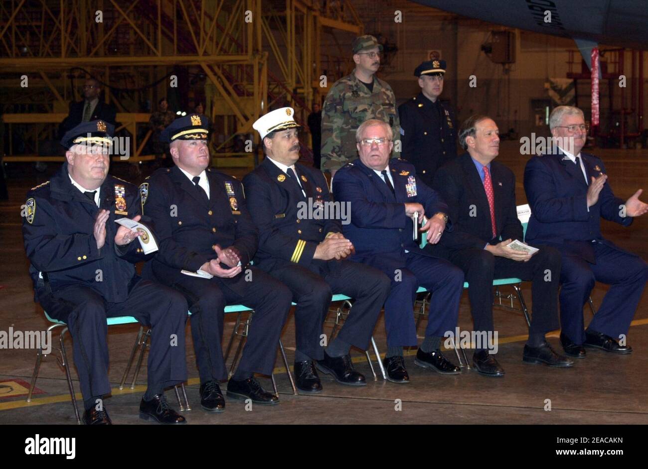 New York leaders at Stewart Air National Guard Base. Stock Photo