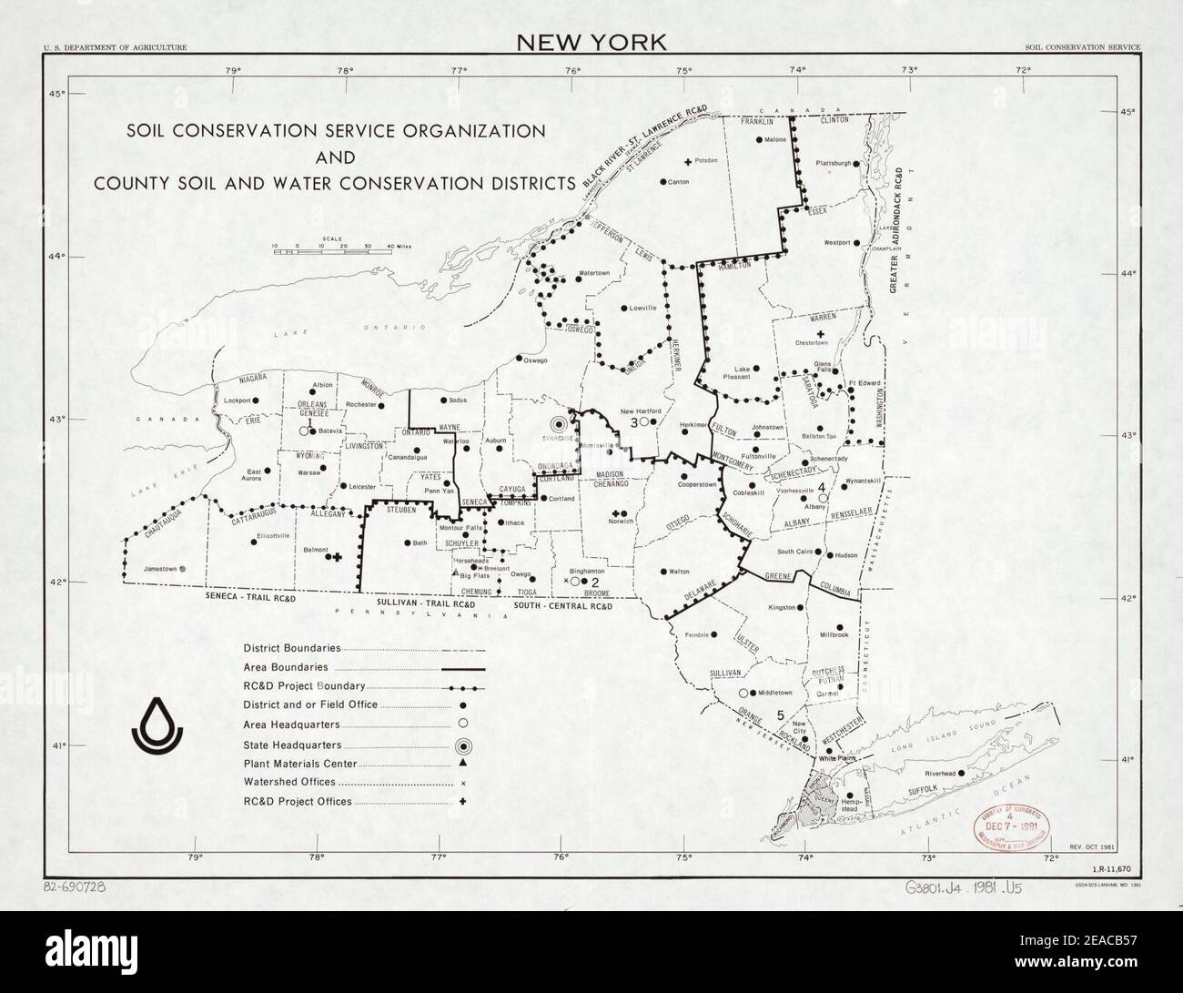 New York, Soil Conservation Service organization and county soil and