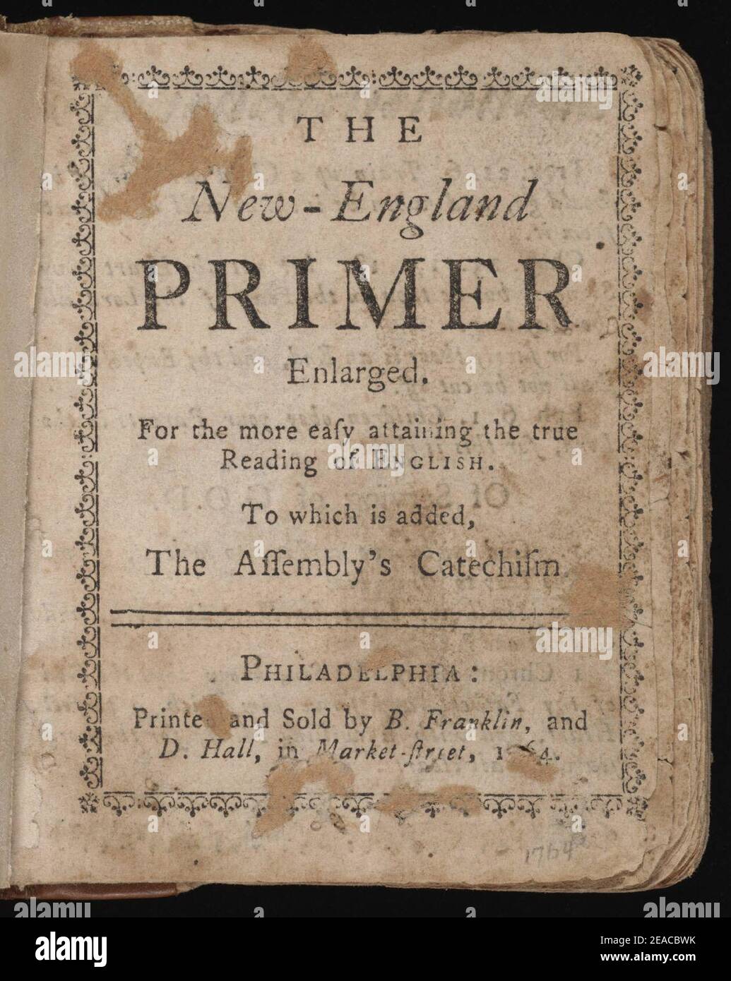 New-England Primer Enlarged printed and sold by Benjamin Franklin Stock Photo - Alamy