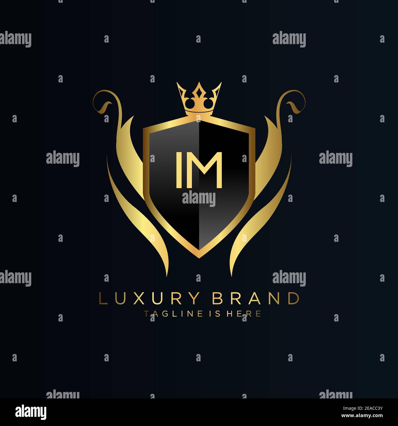 IM Letter Initial with Royal Template.elegant with crown logo vector ...